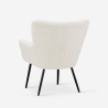 Moderne witte bouclé stoffen fauteuil Womb Kortingen
