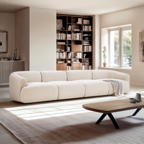Modulair design bankstel met 4 zitplaatsen in stof Yuna-4 Aanbieding