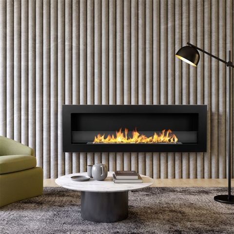 Inbouw bio-ethanol haard wandhaard biohaard 120x40 Livorno 120 zwart Aanbieding
