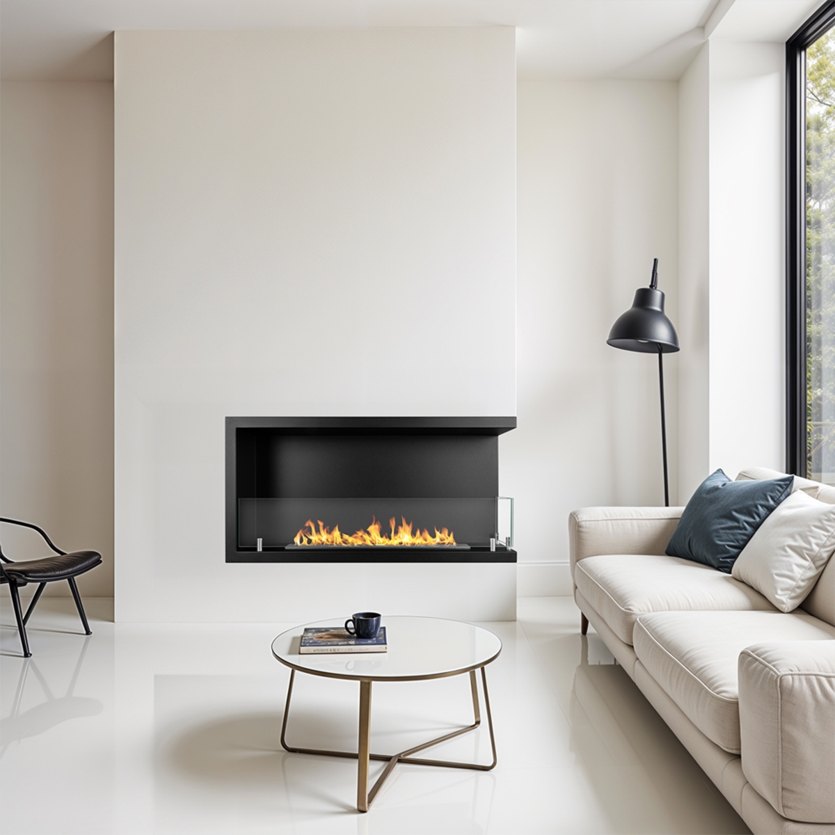 Inbouw hoek bio-ethanol haard 90x45 Sutri 90