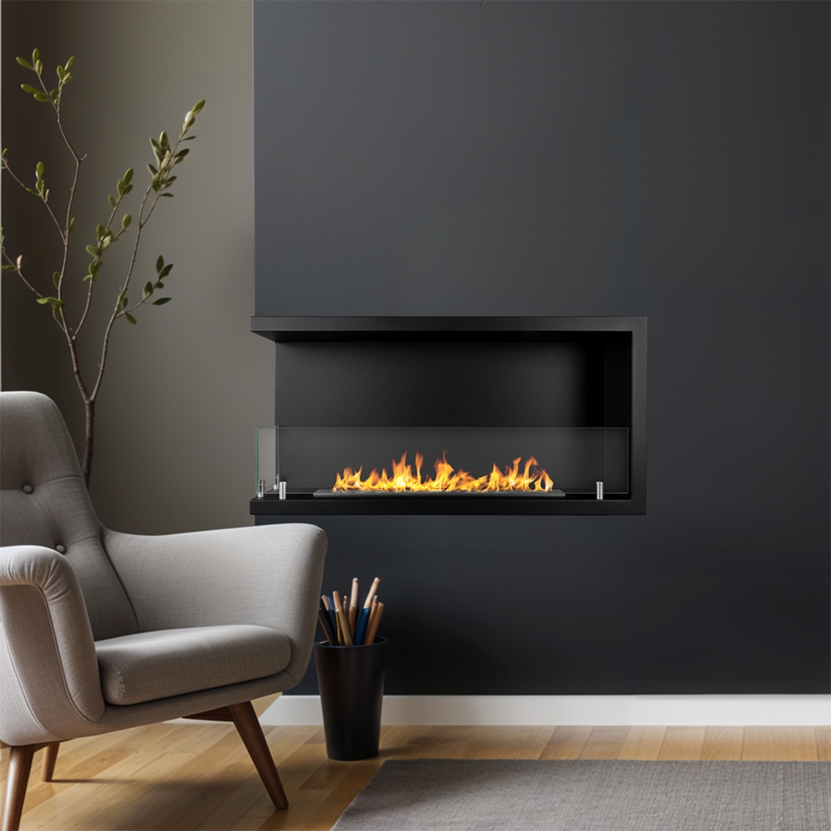 Inbouw hoek bio-ethanol haard 90x45 Sutri 90 Karakteristieken Inbouw hoek bio-ethanol haard 90x45 Sutri 90 Karakteristieken