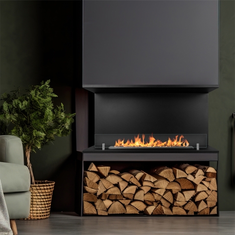 Ingebouwde bio-ethanolhaard met 3 open zijden 90x45 Trevi 90 Aanbieding