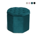 Achthoekige fluwelen opbergpoef 40x35 cm Jerry Aanbieding