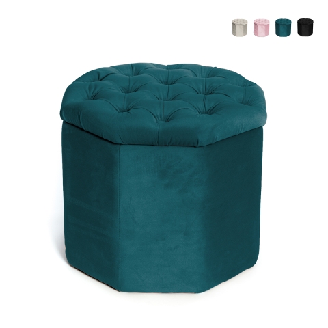 Achthoekige fluwelen opbergpoef 40x35 cm Jerry Aanbieding