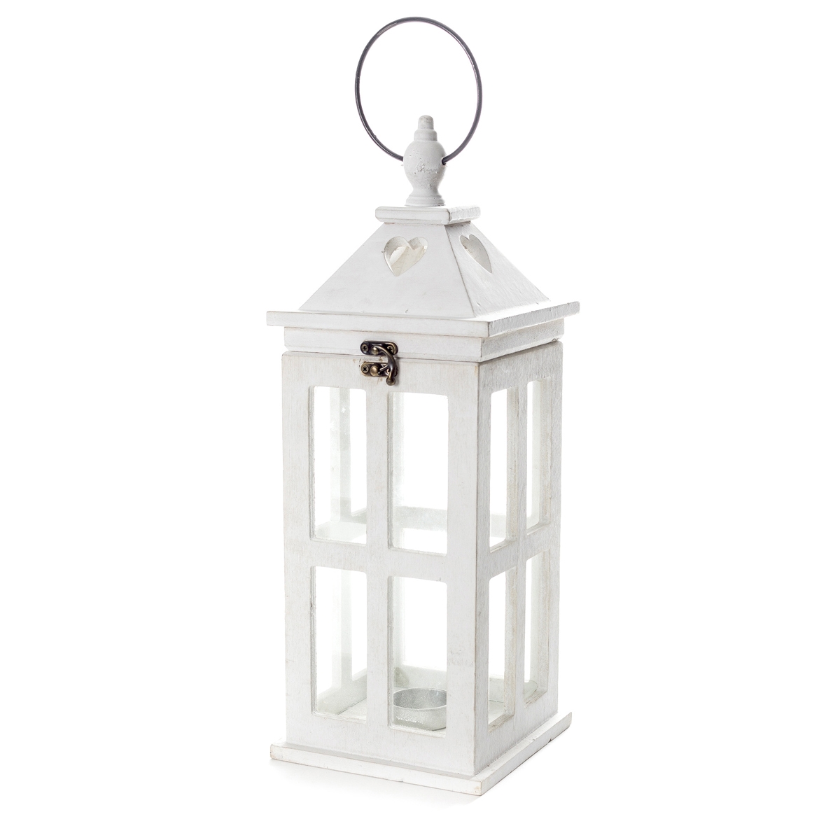 Decoratieve witte kandelaar lantaarn van hout en glas Cork Aanbieding Decoratieve witte kandelaar lantaarn van hout en glas Cork Aanbieding