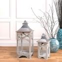 Set van 2 grijze houten shabby chic lantaarns Kediri Aanbieding