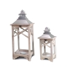 Set van 2 grijze houten shabby chic lantaarns Kediri Verkoop