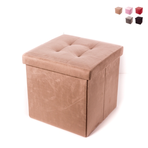 Vierkante fluwelen opbergpoef 38x38 cm Elisa Aanbieding