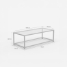 Rechthoekige salontafel van metaal met glazen blad 110x50x36,5 cm Berillo Model