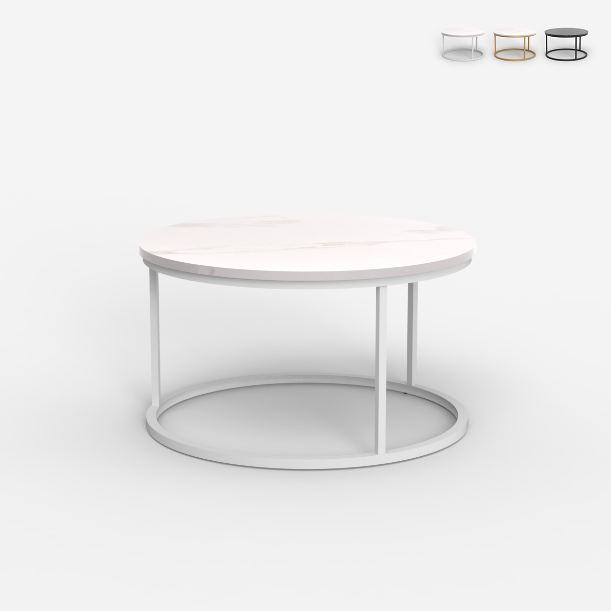 Moderne ronde salontafel 80 cm met marmereffect Ossidiana Aanbieding Moderne ronde salontafel 80 cm met marmereffect Ossidiana Aanbieding