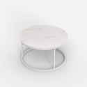 Moderne ronde salontafel 80 cm met marmereffect Ossidiana Voorraad