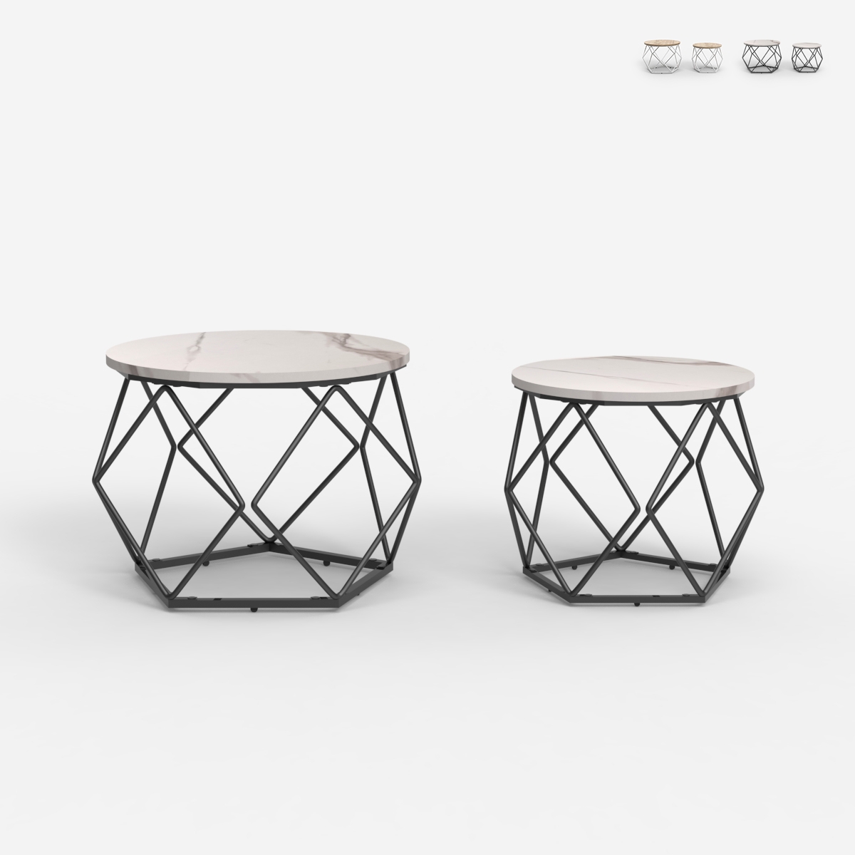 Set van 2 modern design salontafels met metalen onderstel Aragonite Aanbieding Set van 2 modern design salontafels met metalen onderstel Aragonite Aanbieding