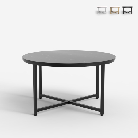 Ronde salontafel 80 cm met marmerlook blad Granato Aanbieding