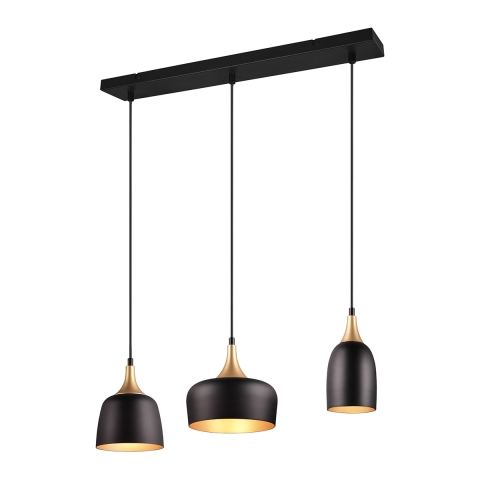 Moderne hanglamp 3 lichtpunten in zwart en goud metaal Sudar Aanbieding