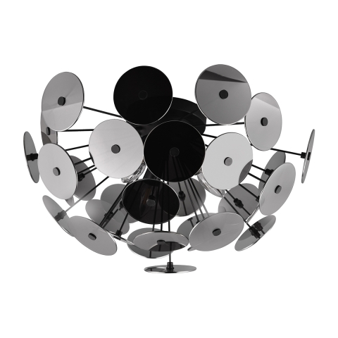 Moderne design plafondlamp in zwart metaal met chroom effect Lunar Aanbieding