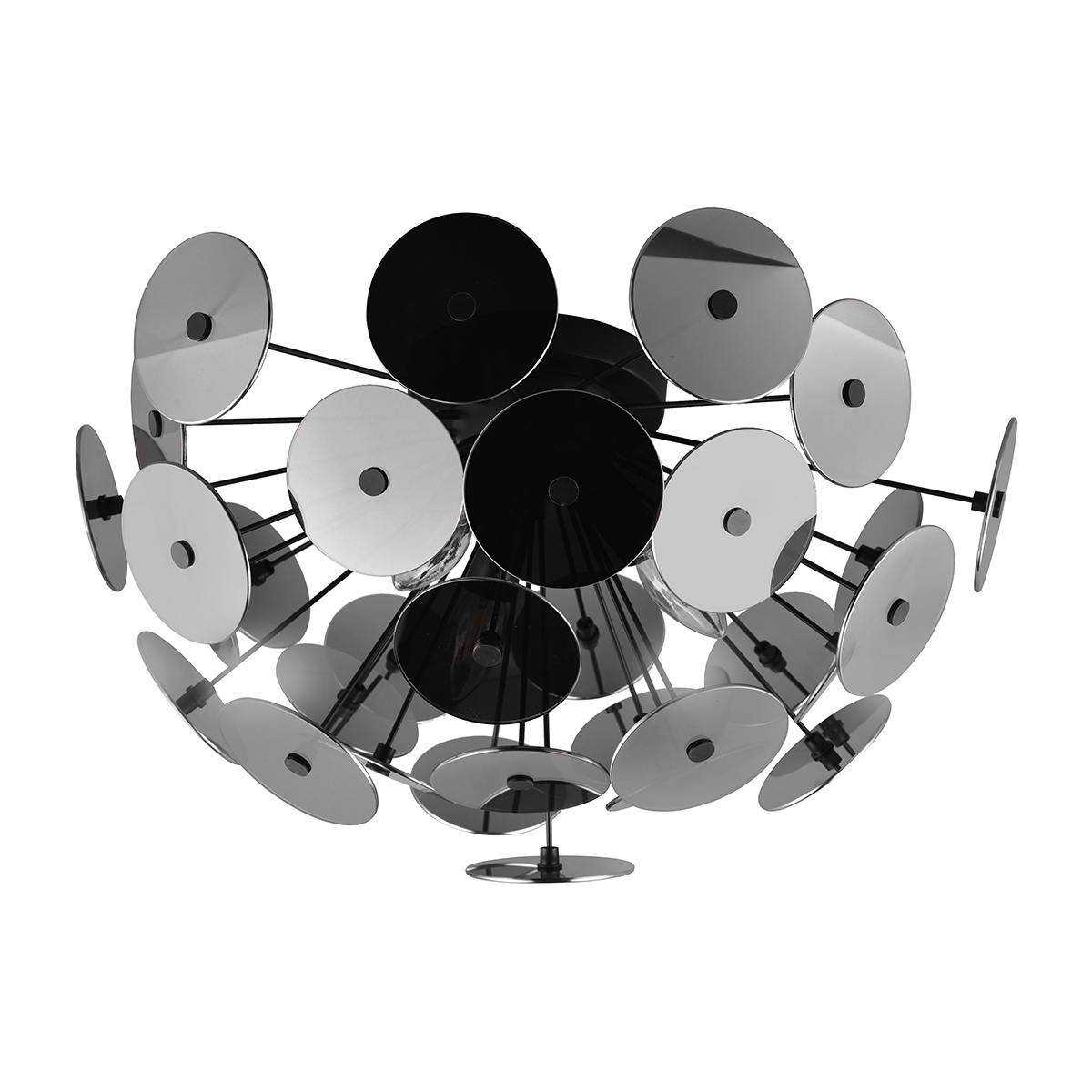 Moderne design plafondlamp in zwart metaal met chroom effect Lunar Aanbieding Moderne design plafondlamp in zwart metaal met chroom effect Lunar Aanbieding