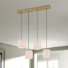 Houten hanglamp met 4 stoffen lampenkappen Shvid Verkoop