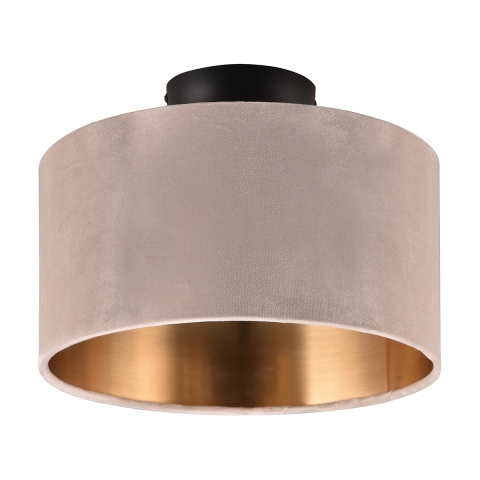 Moderne plafondlamp met 30cm beige en gouden fluwelen lampenkap Vetor Aanbieding