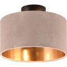 Moderne plafondlamp met 30cm beige en gouden fluwelen lampenkap Vetor Aanbod