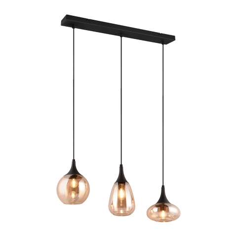 Hanglamp voor keukeneiland met 3 amberglazen lampen Tepuk Aanbieding