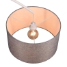 Witte metalen boogstaande lamp met grijze stoffen kap Drask Aanbod