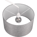 Witte metalen boogstaande lamp met grijze stoffen kap Drask Korting