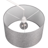 Witte metalen boogstaande lamp met grijze stoffen kap Drask Korting