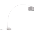 Witte metalen boogstaande lamp met grijze stoffen kap Drask Kortingen