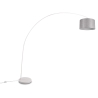 Witte metalen boogstaande lamp met grijze stoffen kap Drask Kortingen