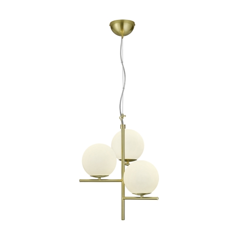 Hanglamp met 3 bolvormige glazen kappen in wit Lumat Aanbieding