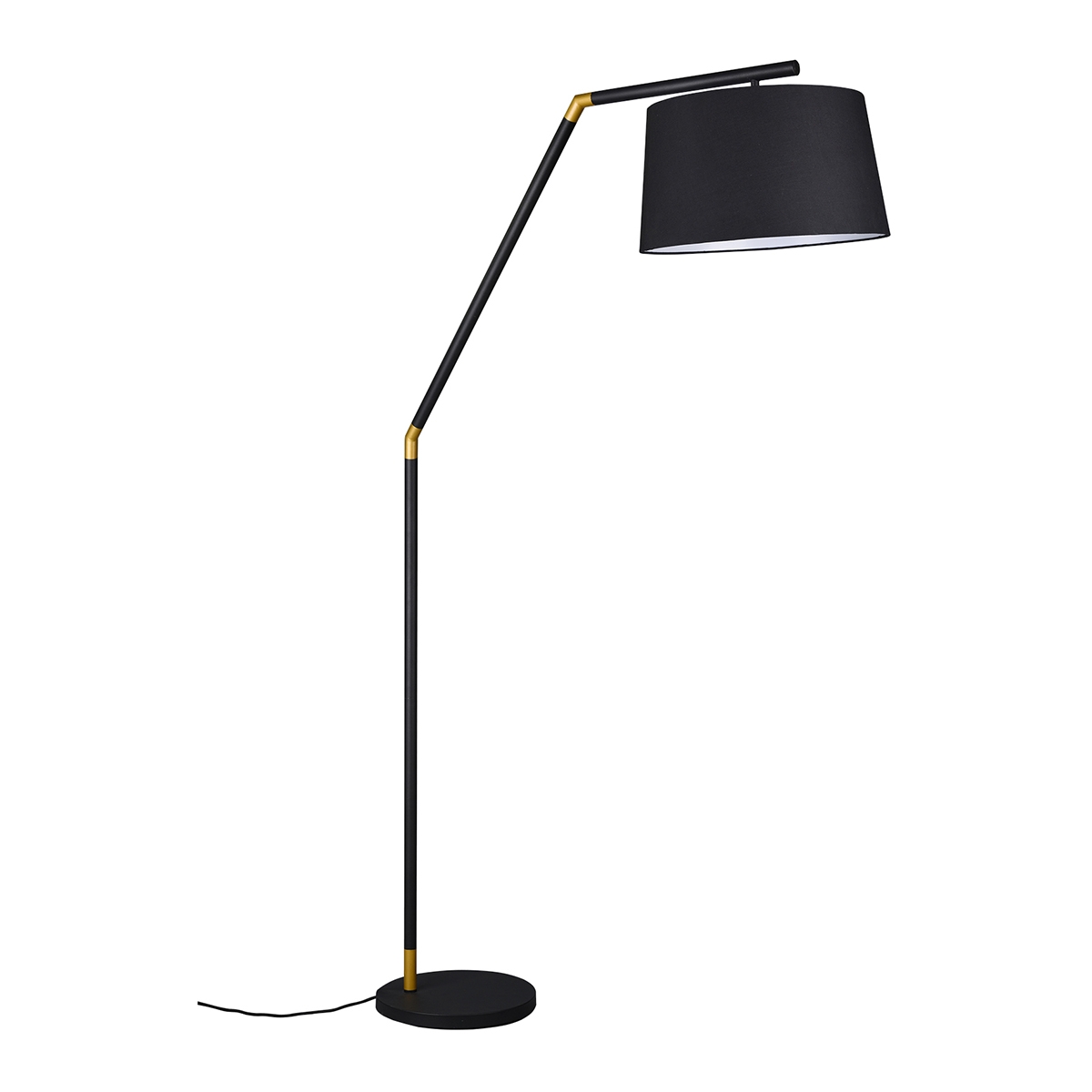 Moderne zwarte en gouden vloerlamp met stoffen lampenkap Kepas Aanbieding Moderne zwarte en gouden vloerlamp met stoffen lampenkap Kepas Aanbieding