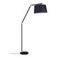 Moderne zwarte en gouden vloerlamp met stoffen lampenkap Kepas Aanbieding