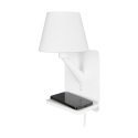 Wandlamp met draadloos opladen USB en stoffen kap Myrik Aanbieding