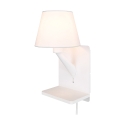 Wandlamp met draadloos opladen USB en stoffen kap Myrik Verkoop