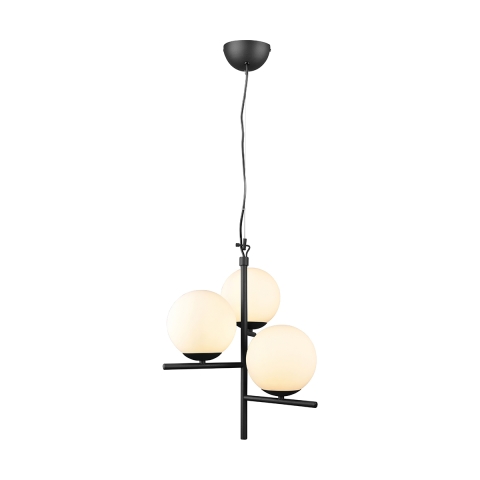 Moderne hanglamp met 3 bolvormige witte glazen lampen Lumoa Aanbieding