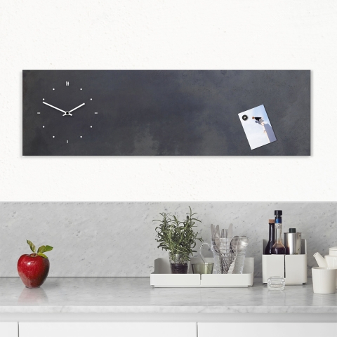 Horizontale wandklok met magnetisch schoolbord Industrial Aanbieding
