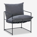Moderne design fauteuil van zwart metaal en stof in minimalistische stijl Alaska Afmetingen
