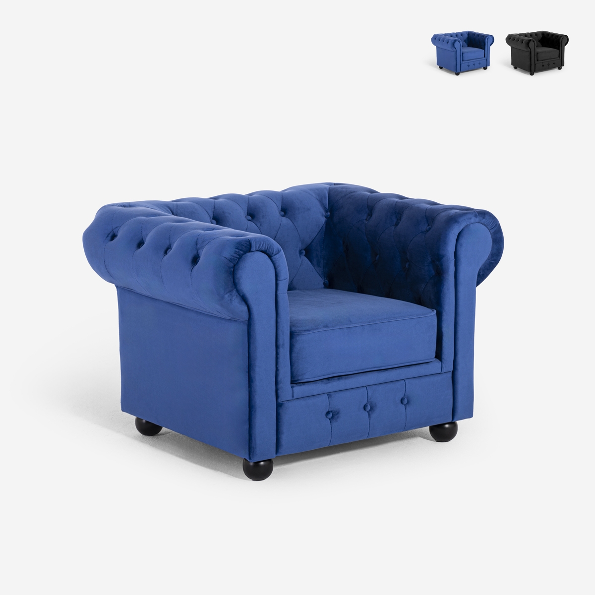 Fauteuil voor de woonkamer in klassieke stijl Chesterfield in fluweel Coventry Voorraad Fauteuil voor de woonkamer in klassieke stijl Chesterfield in fluweel Coventry Voorraad