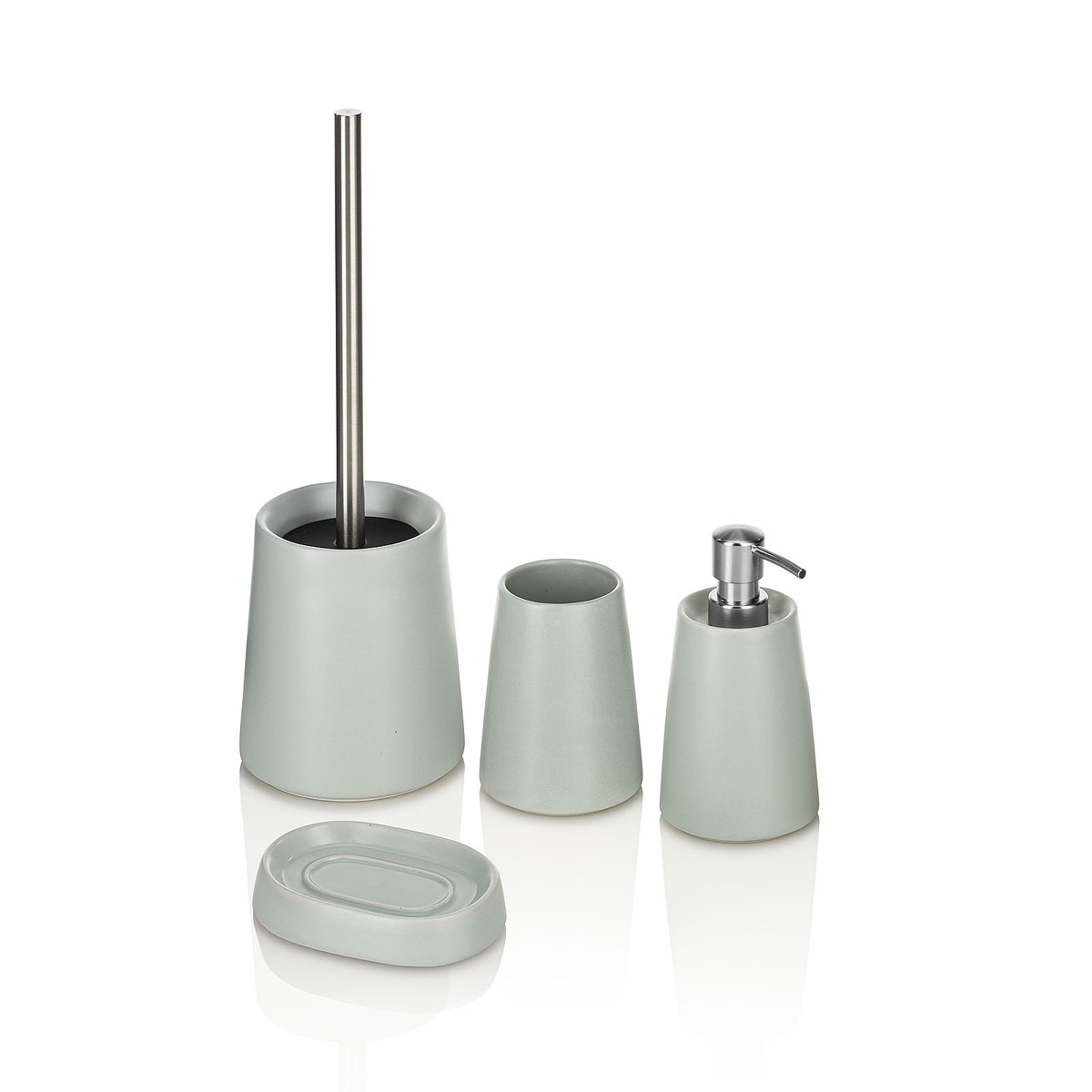 4-delige badkamer accessoireset in mat grijs keramiek Brooklyn Aanbieding 4-delige badkamer accessoireset in mat grijs keramiek Brooklyn Aanbieding