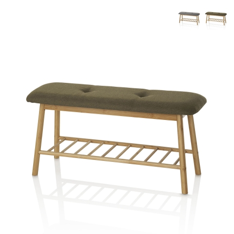 Bamboe en stof Flip halbank met schoenenrek Aanbieding