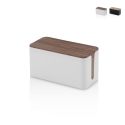 Kabelorganizer van ABS met deksel in houteffect Earl Aanbieding