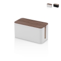 Kabelorganizer van ABS met deksel in houteffect Earl Aanbieding