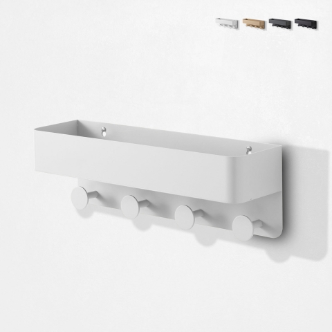 Opbergplank van mat metaal met 4 haken Haru Aanbieding