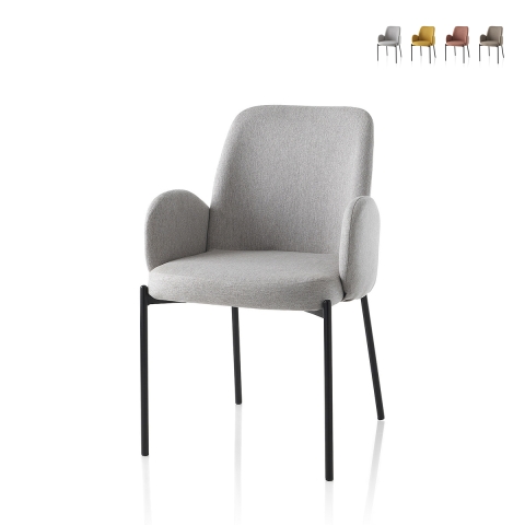 2 x moderne gestoffeerde eetkamerstoelen met armleuningen Antea Aanbieding