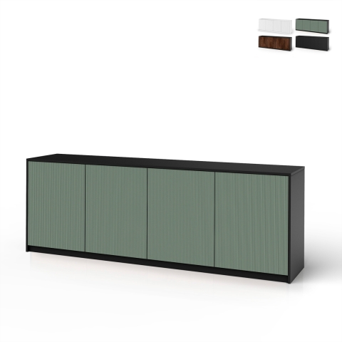 Buffetkast keuken 4 deurtjes met ribbelglas 238x50x83cm Budapest BF Aanbieding