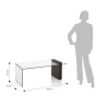 Salontafel in gebogen glas en hout 110x55x42 cm Feng S Korting