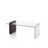 Salontafel in gebogen glas en hout 110x55x42 cm Feng S Aanbod