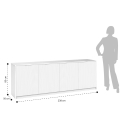 Buffetkast keuken 4 deurtjes met ribbelglas 238x50x83cm Budapest BF 
