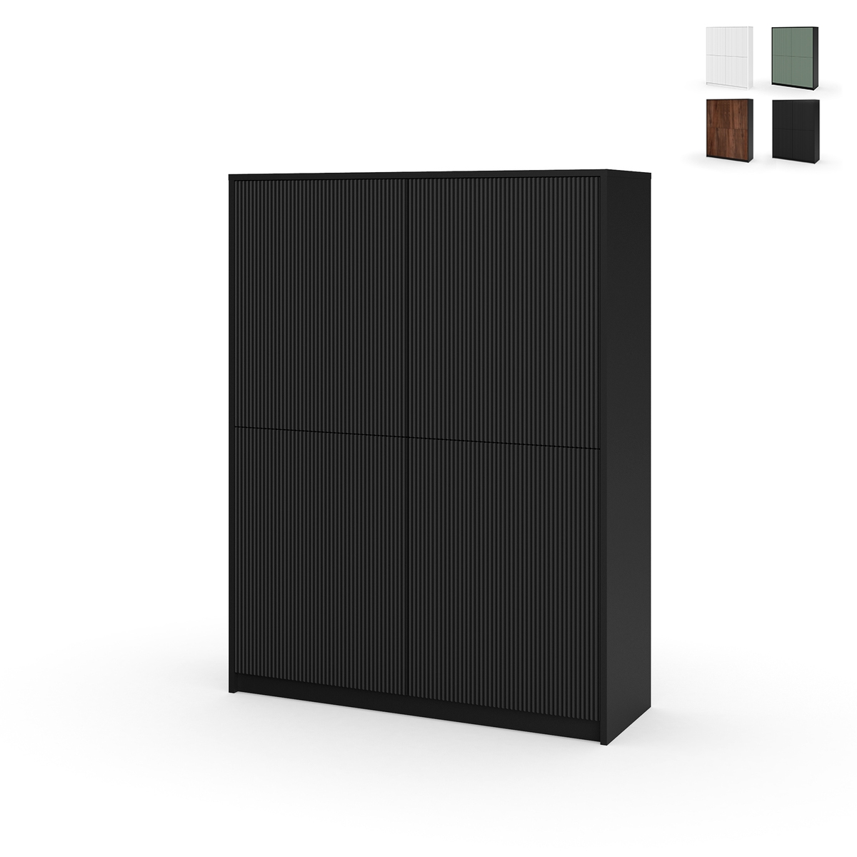 Modern verrijdbaar hoog dressoir met geribbelde deuren Budapest Aanbieding