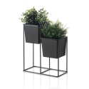 Zwarte metalen standaard voor 2 binnenplantenpotten Huas Verkoop